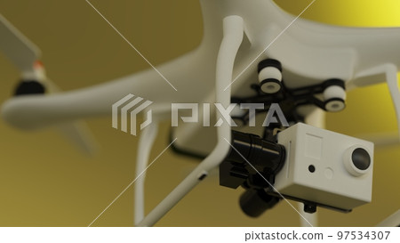 白色無人機棕色背景 97534307