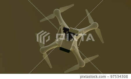 白色無人機棕色背景 97534308