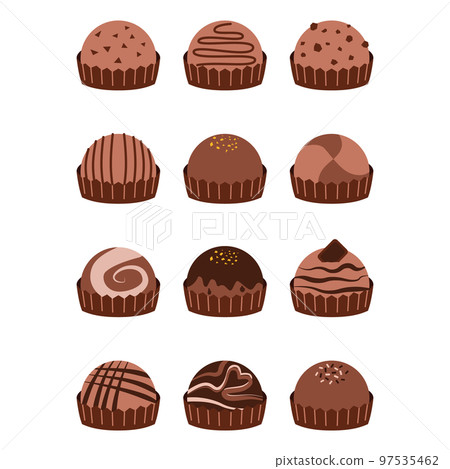 Illustration set of decorated round chocolate 97535462