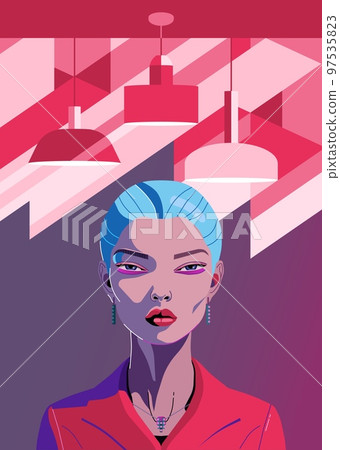 Viva Magenta color of the year, stylish woman, fashion illustration Viva Magenta color of the year, stylish woman, fashion illustration 97535823