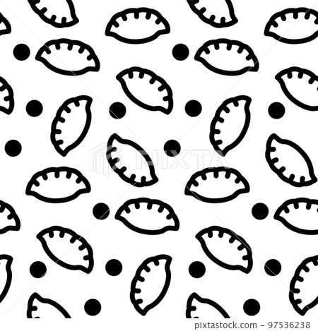 餃子和圓點無縫圖案插圖背景材料 餃子和圓點無縫圖案插圖背景材料 97536238