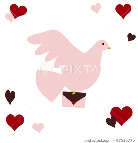 攜帶情書的鴿子插畫 攜帶情書的鴿子插畫 97536770