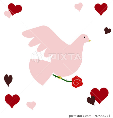 Illustration of a dove holding a rose Illustration of a dove holding a rose 97536771