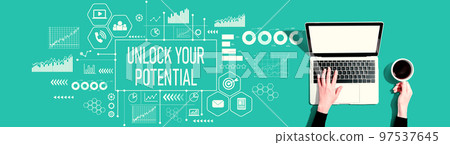 Unlock your potential theme with person using a laptop 97537645