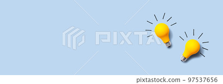 Yellow light bulbs - flat lay Yellow light bulbs - flat lay 97537656