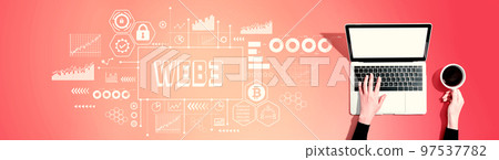 Web3 theme with person using a laptop 97537782
