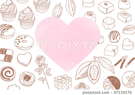 情人節糖果手繪線描橫幅框 97538576