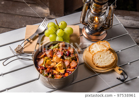 Outdoor cooking made at the campsite Outdoor cooking made at the campsite 97538961