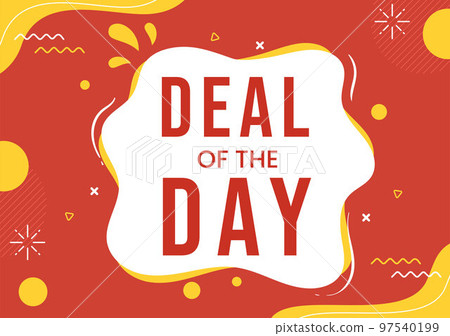 Daily Deals of The Day with Decorative Lettering Text Style for Poster or Label in Flat Cartoon Hand Drawn Background Templates Illustration 97540199
