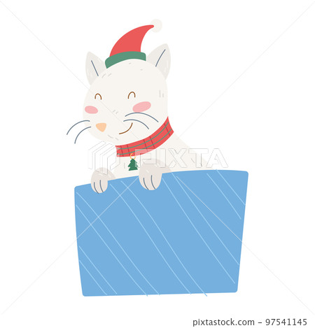 Isolated cat cartoon kawaii Christmas character Vector Isolated cat cartoon kawaii Christmas character Vector 97541145