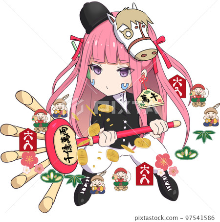 Fukumono 十二生肖系列插圖，馬年（女孩） 97541586