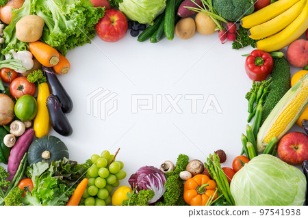 decorative frame of vegetables and fruits decorative frame of vegetables and fruits 97541938