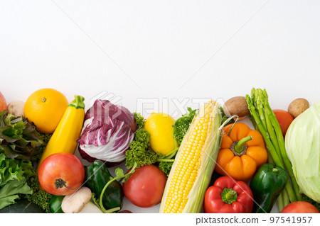 decorative frame of vegetables and fruits decorative frame of vegetables and fruits 97541957
