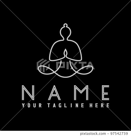 meditation position in line out image graphic icon logo design abstract concept vector stock. Can be used as a symbol related yoga or therapy. 97542739
