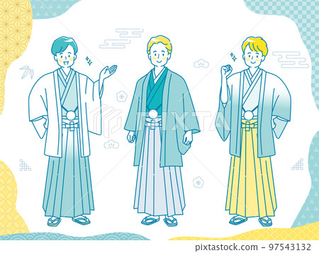 穿著袴的男人的全身插圖素材集 97543132