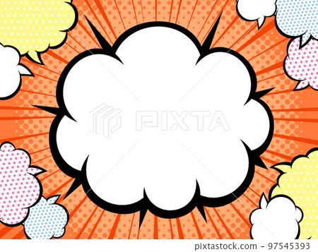 American comic-style concentration line balloon frame orange balloon 3 illustration American comic-style concentration line balloon frame orange balloon 3 illustration 97545393