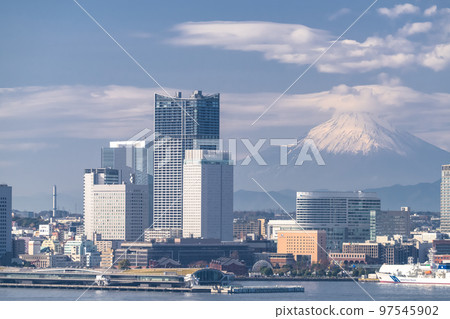"Kanagawa Prefecture" Yokohama Minatomirai and Mt. Fuji scenery 97545902
