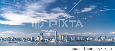 "Kanagawa Prefecture" Yokohama Minatomirai and Mt. Fuji scenery 97545904