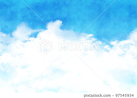 Background material _ blue sky and clouds _ watercolor 97545934