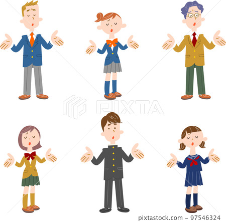 A set of male students and female students in an amazing uniform 97546324