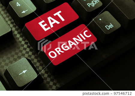 Inspiration showing sign Eat Organic. Word Written on Reduction of eating sweets Diabetic control dieting 97546712