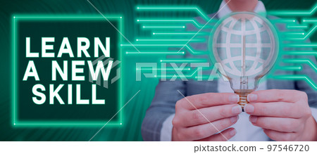 Writing displaying text Learn A New Skill. Concept meaning acquisition knowledge through study experience being taught Writing displaying text Learn A New Skill. Concept meaning acquisition knowledge through study experience being taught 97546720
