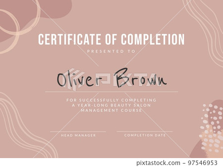 Composition of course completion certificate text over light brown pattern 97546953