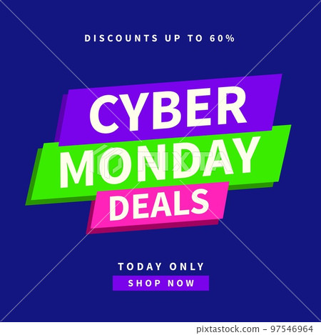 Square picture of cyber monday discounts up to 60 percent text over colorful background Square picture of cyber monday discounts up to 60 percent text over colorful background 97546964