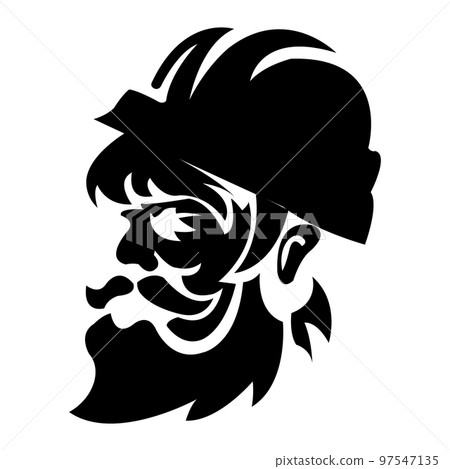 Builder, logo konstruktor. Industri, servis, perbaikan, ikon atau simbol. Potret pekerja di helm 97547135