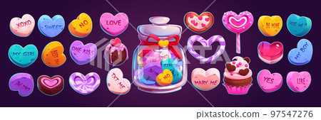 Candy hearts, Valentines day sweets, lollipop 97547276