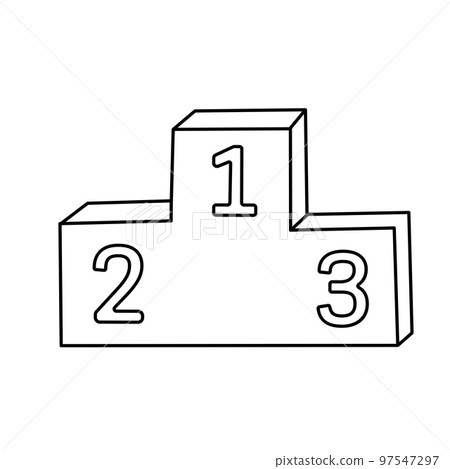 Hand drawn sports podium sketch isolated on white background. Doodle outline illustration. Hand drawn sports podium sketch isolated on white background. Doodle outline illustration. 97547297