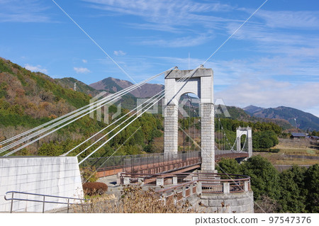 Tanzawa mountain range, Hadano Togawa Park, Kaze no Suspension Bridge Tanzawa mountain range, Hadano Togawa Park, Kaze no Suspension Bridge 97547376