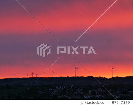 wind energy at a sunset wind energy at a sunset 97547379