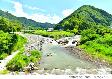 從大和橋（長野縣名川町）眺望大門川與與田川匯流處[2022年8月] 97547380