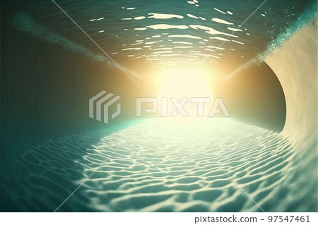 Illuminated corridor in the pool 97547461