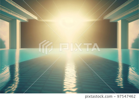 Illuminated corridor in the pool Illuminated corridor in the pool 97547462