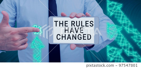 Writing displaying text The Rules Have Changed. Business showcase the agreement or Policy has a new set of commands 97547801