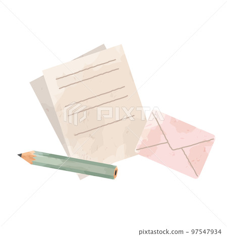Illustration of a pencil and letter set (raster only) Illustration of a pencil and letter set (raster only) 97547934
