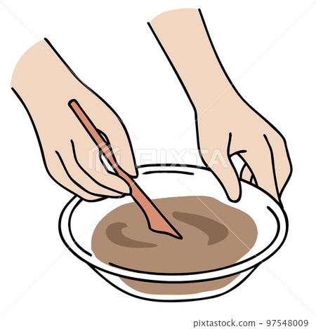 融化和混合巧克力的插圖 97548009