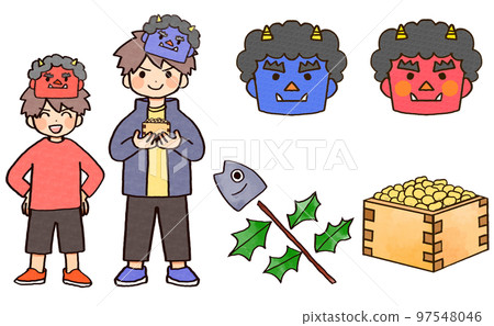 Setsubun illustration set Setsubun illustration set 97548046