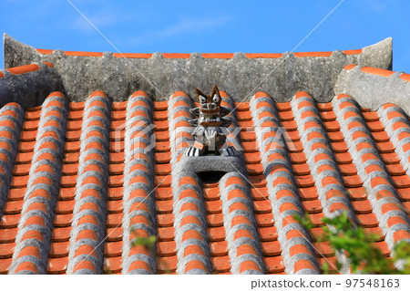 Okinawa red tile and Shisa Okinawa red tile and Shisa 97548163