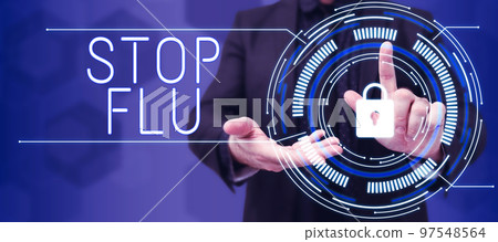Conceptual caption Stop Flu. Business concept Treat the contagious respiratory illness caused by influenza virus 97548564