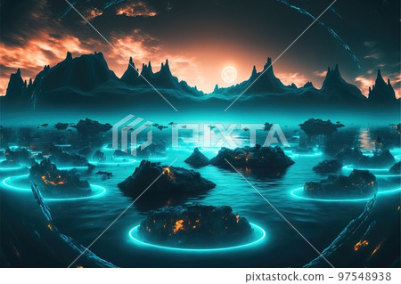 夢幻般的異世界自然風光，霓虹色奪目 97548938