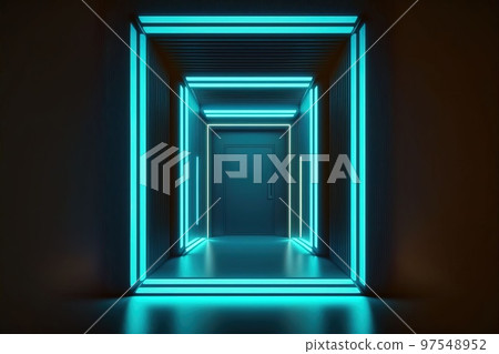 具有醒目的霓虹波顏色的現代入口的圖像插圖 97548952