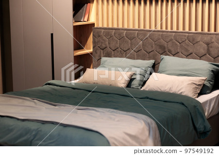 master bedroom with stylish modern furniture set 97549192