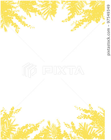Mimosa silhouette frame ⑤ (vertical, top and bottom, yellow) 97549349