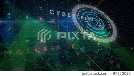 Image of processing circle, data and cybercrime in digital space Image of processing circle, data and cybercrime in digital space 97550022