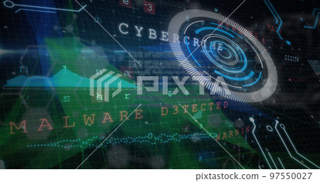 Image of processing circle, data and cybercrime in digital space Image of processing circle, data and cybercrime in digital space 97550027