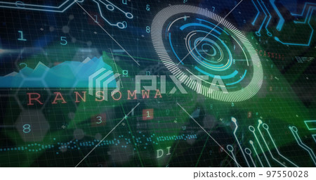 Image of processing circle, data and cybercrime in digital space 97550028