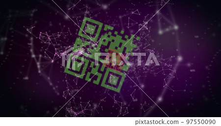 QR code scanner against network of connections QR code scanner against network of connections 97550090